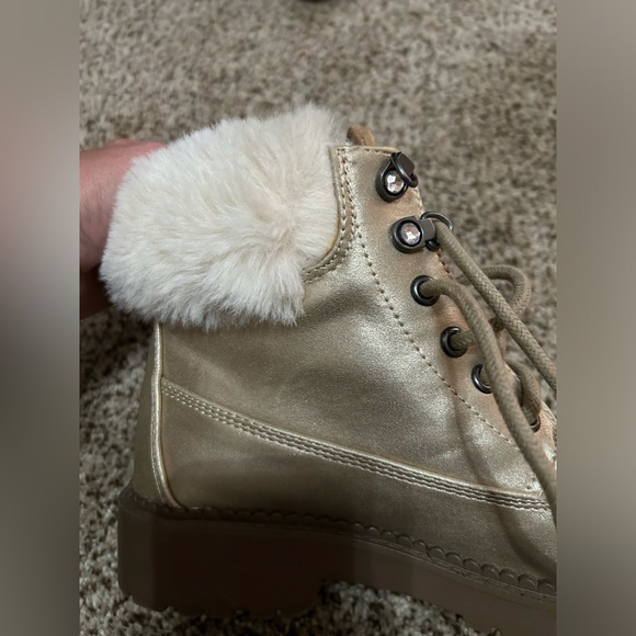 Women's Sprit brush gold lace up booties. - Picture 6 of 8